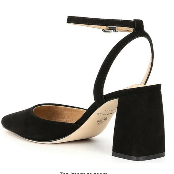 Antonio Melani Nude Suede Pointed Toe Block Heel Strap Pumps Women's Size 9M - Picture 3 of 14